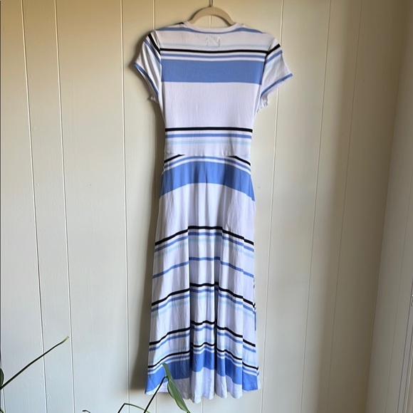 Chaps Women’s Cotton Blue & White Striped Coastal Beach Preppy Maxi Dress Sz S - Picture 7 of 7